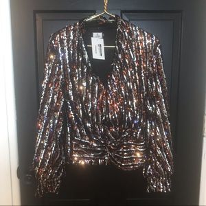NWT Sequin wrap blouse
